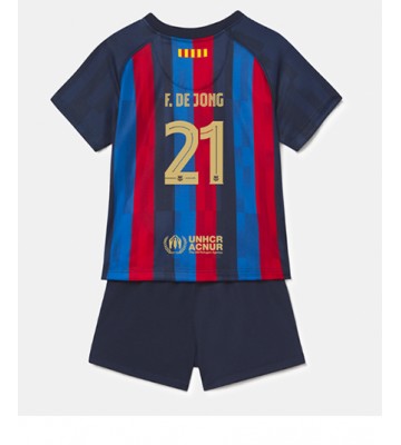 Barcelona Frenkie de Jong #21 Hjemmedraktsett Barn 2022-23 Kortermet (+ Korte bukser)